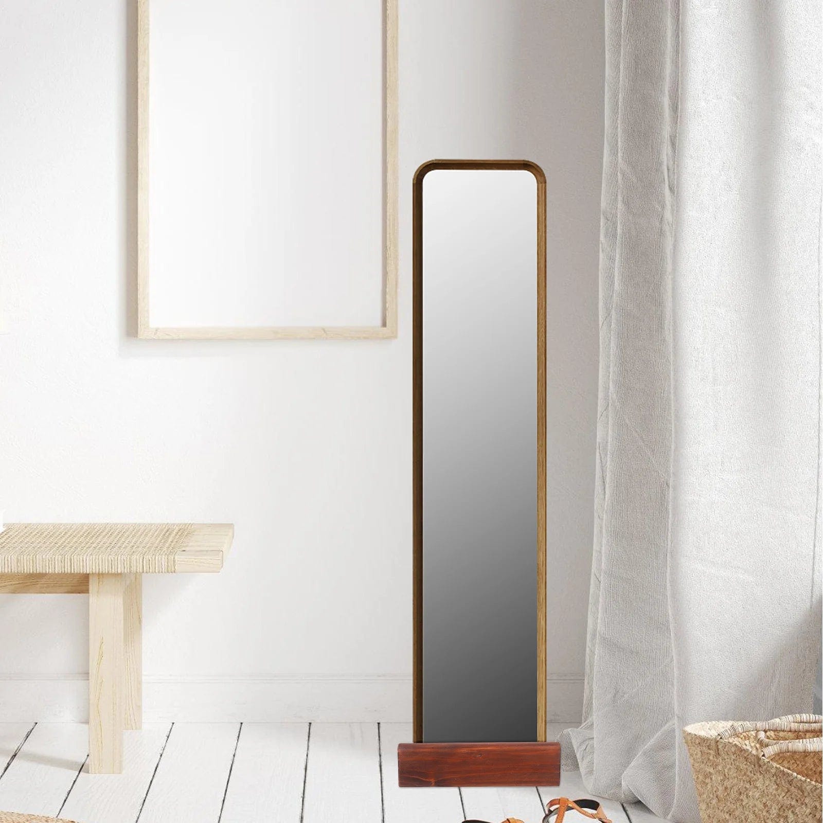 Bois Ancien Miroir Chevalet Bois